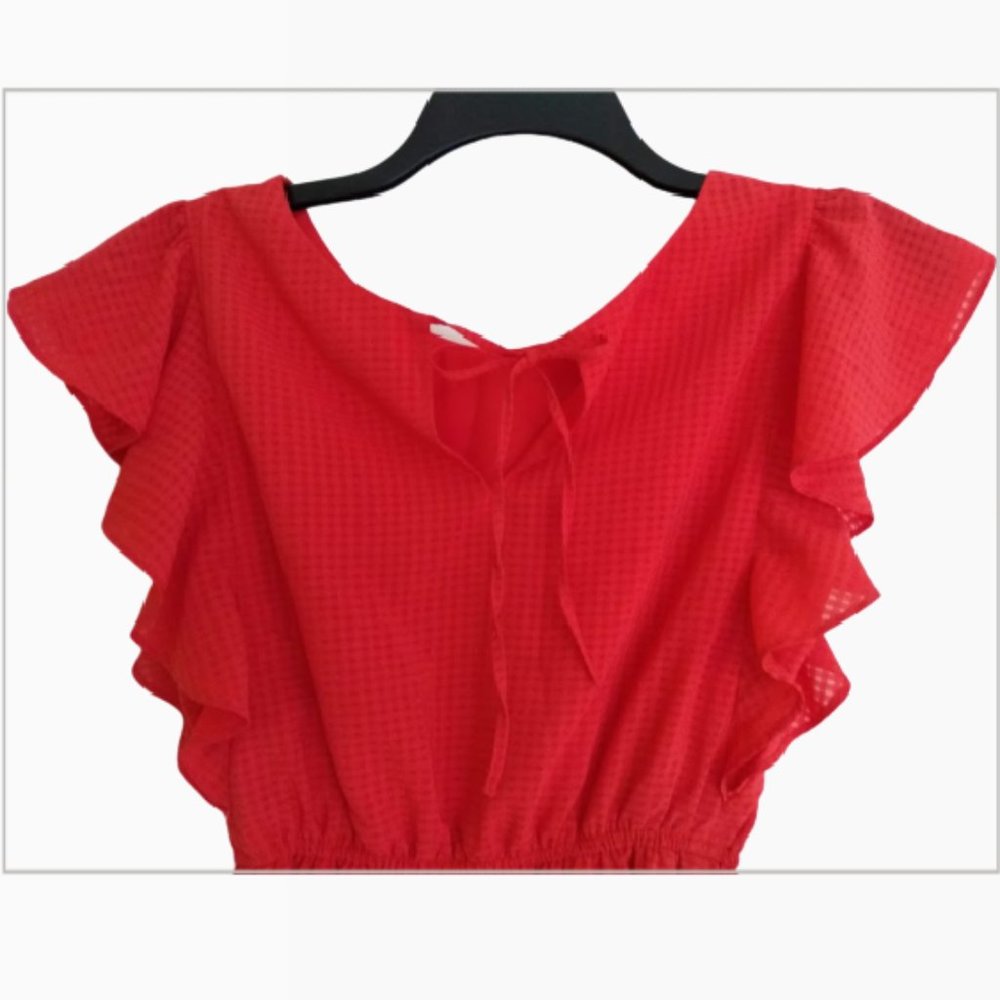 Women's Ruffle Sleeve Check Patterned Dress XS - Picture 6 of 6